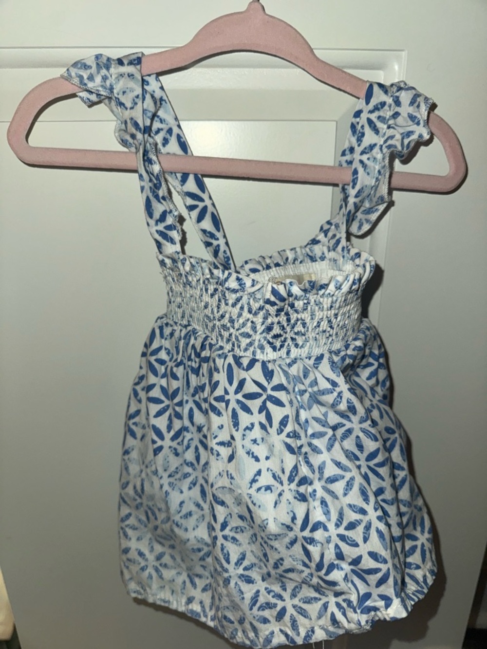 Blue & White Floral Smocked Sundress